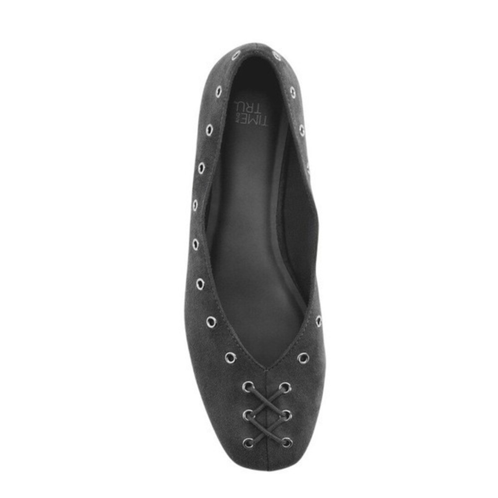 Corset Ballet Flats Black Faux Suede Size 9 New NWT Dark Academia Witchcore - Picture 5 of 11